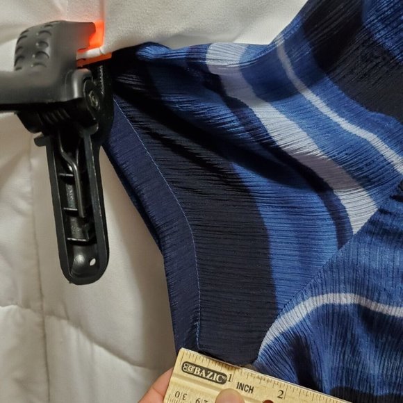 Jennifer Moore 100% Silk Shirt Woman Size 16 Petite  Blue stripes button boho - Picture 8 of 12